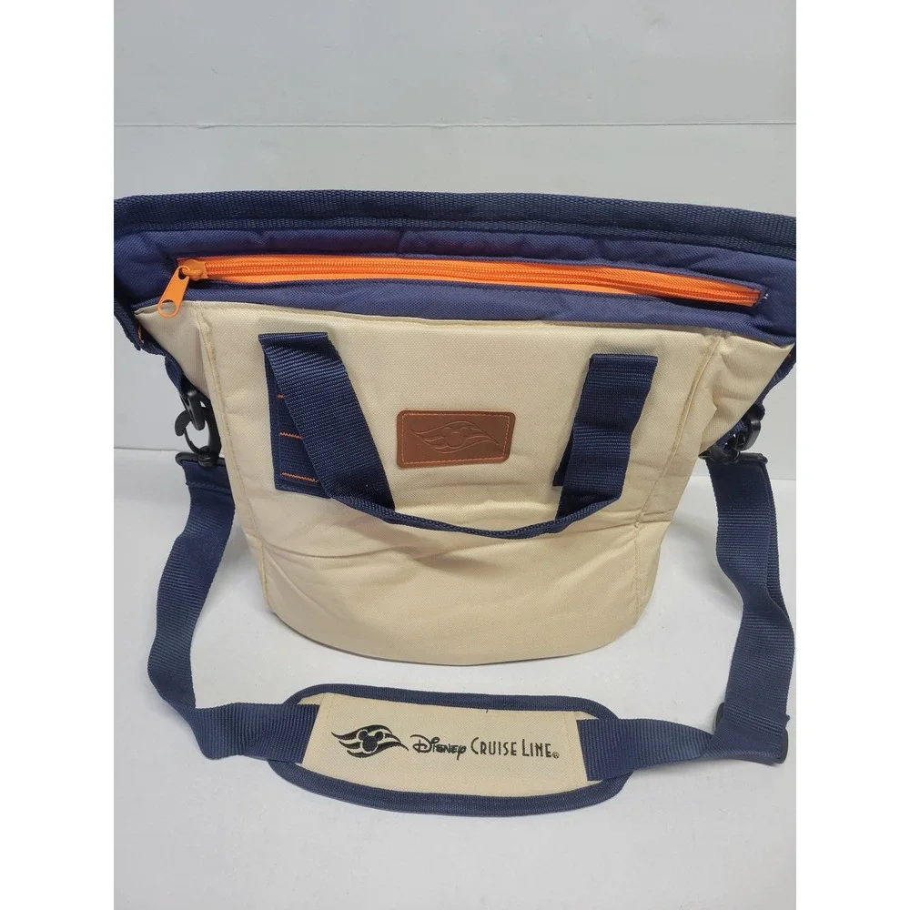 Disney Cruise Line Navy Cream Insulated Soft Cooler‎ Bag Adjustable Strap NWOT